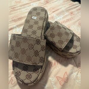 Brown Monogram Slide Sandals size 7